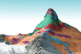 Digitales Geländemodell überlagert mit Geologie