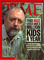 "Swiss Professor Ingo Potrykus with his beta-carotene-enriched rice": Time-Cover vom 31.7.2000.