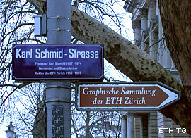 Karl Schmid-Strasse: Der kurze Weg zwischen ETH und Universität erinnert an den Grenzgänger.